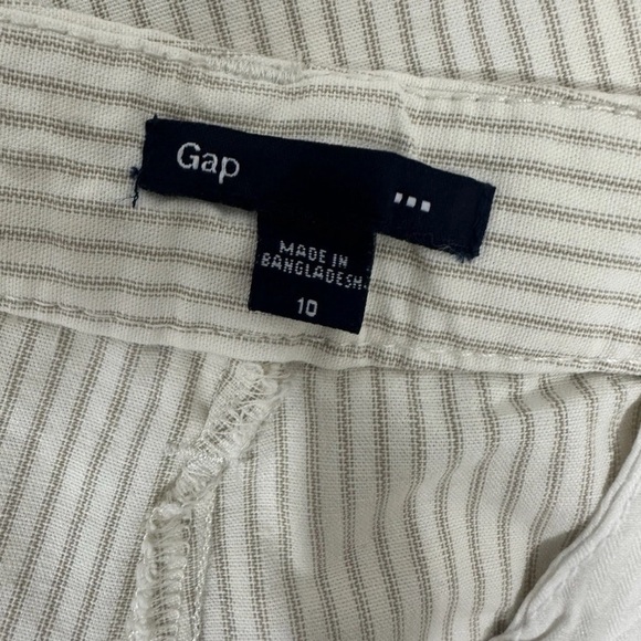 NEW Gap Women Sz 10 Beige Pants Capri Striped 100%Cotton Flat Front Wide - Picture 8 of 12